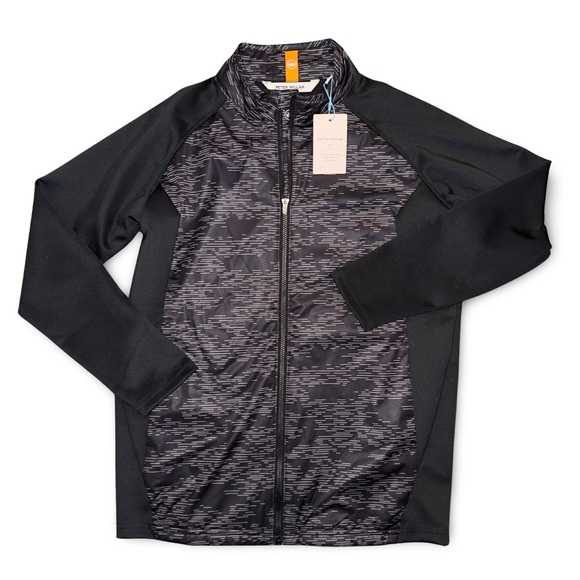 Peter Millar Youth Collection Merge Elite Hybrid Full Zip Gold Jacket in Black - Picture 8 of 12
